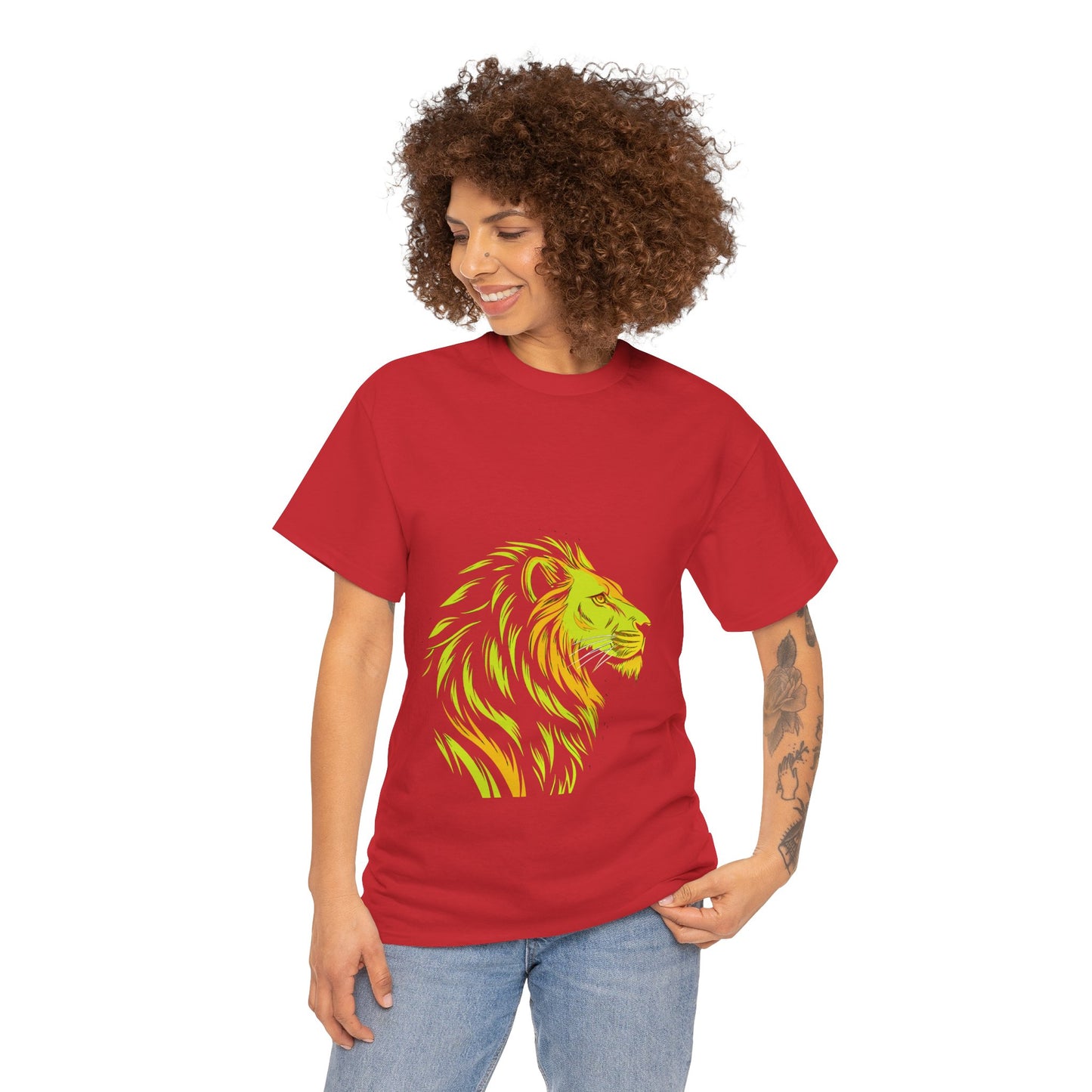 Stylish Lion Graphic Tee for Animal Lovers, Unisex Heavy Cotton T-Shirt, Casual Wear, Birthday Gift, Nature Lover's Top, Unique Design