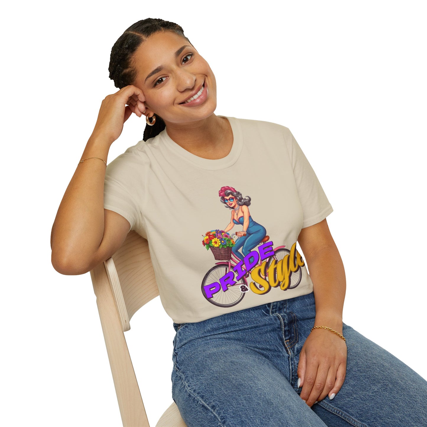 Pride Style Unisex T-Shirt, Fun Summer Tee, LGBTQ+ Gift, Bike Lover Shirt, Festival Wear, Colorful Pride Apparel