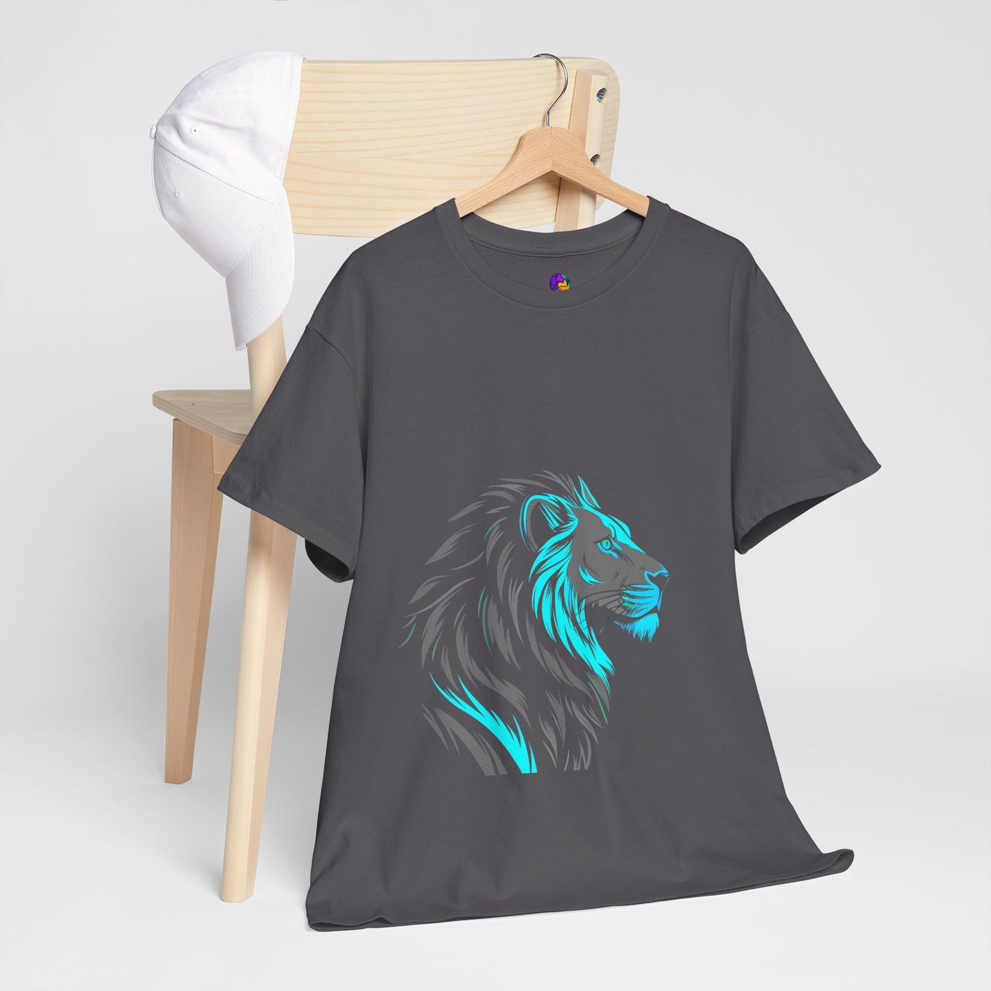 Stylish Lion Graphic Tee for Animal Lovers, Unisex Heavy Cotton T-Shirt, Casual Wear, Birthday Gift, Nature Lover's Top, Unique Design