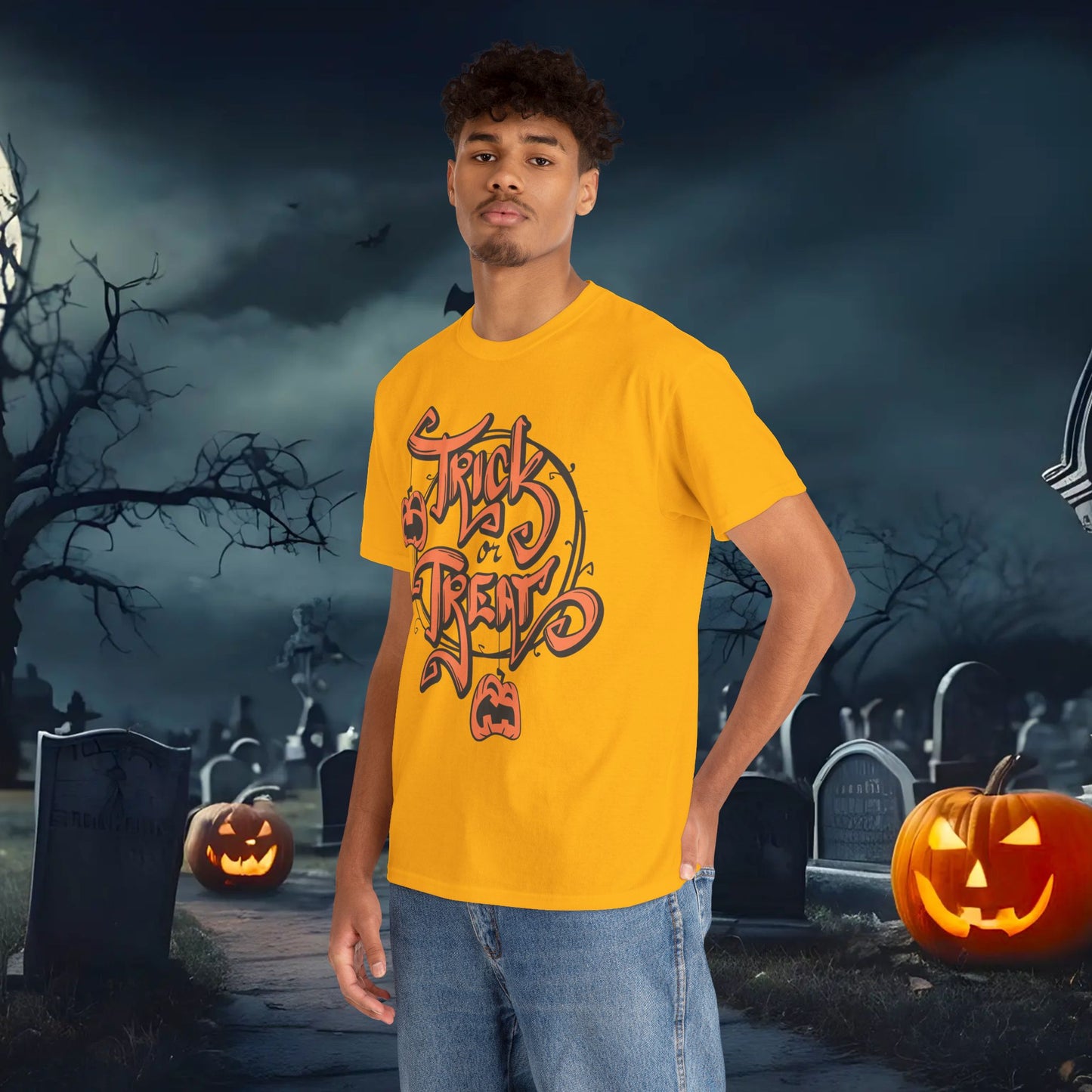 Halloween Trick or Treat Unisex Tee, Spooky Cotton Shirt, Fall Fashion, Halloween Costume Tee, Autumn Celebration Wear, Kids and Adults