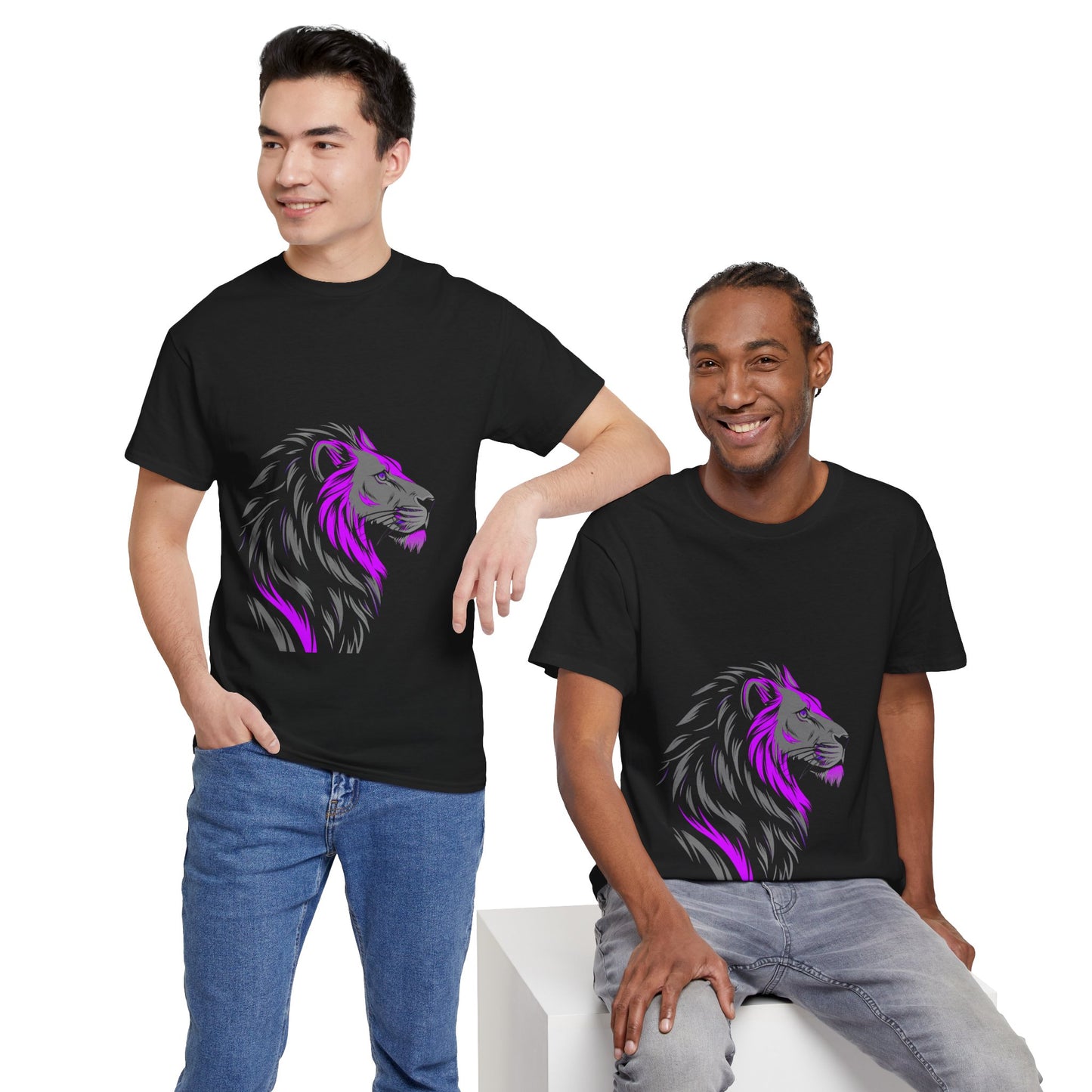 Stylish Lion Graphic Tee for Animal Lovers, Unisex Heavy Cotton T-Shirt, Casual Wear, Birthday Gift, Nature Lover's Top, Unique Design