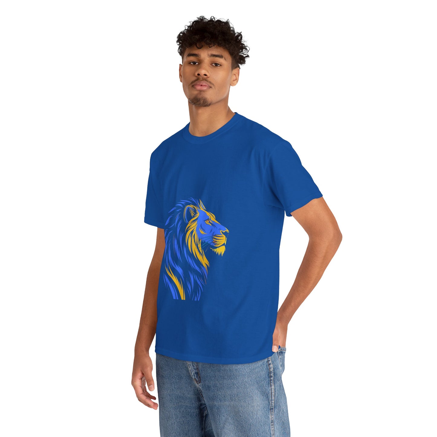 Stylish Lion Graphic Tee for Animal Lovers, Unisex Heavy Cotton T-Shirt, Casual Wear, Birthday Gift, Nature Lover's Top, Unique Design