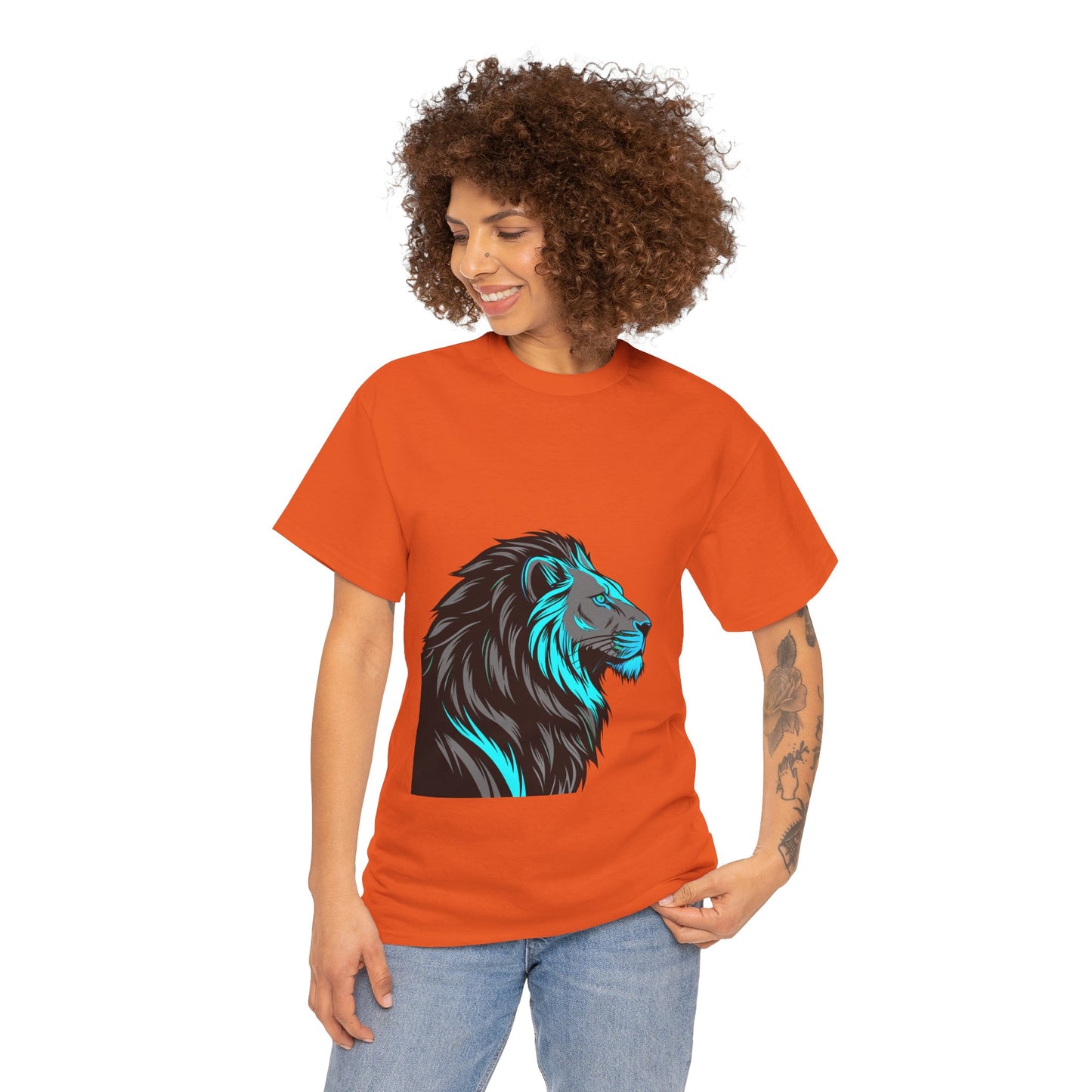 Stylish Lion Graphic Tee for Animal Lovers, Unisex Heavy Cotton T-Shirt, Casual Wear, Birthday Gift, Nature Lover's Top, Unique Design