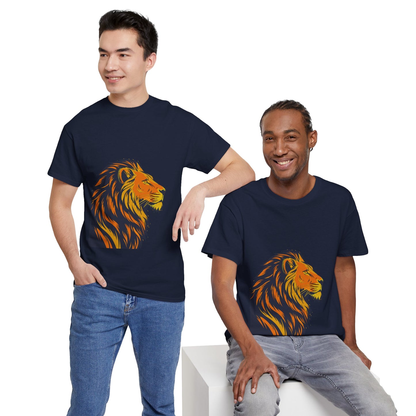 Stylish Lion Graphic Tee for Animal Lovers, Unisex Heavy Cotton T-Shirt, Casual Wear, Birthday Gift, Nature Lover's Top, Unique Design