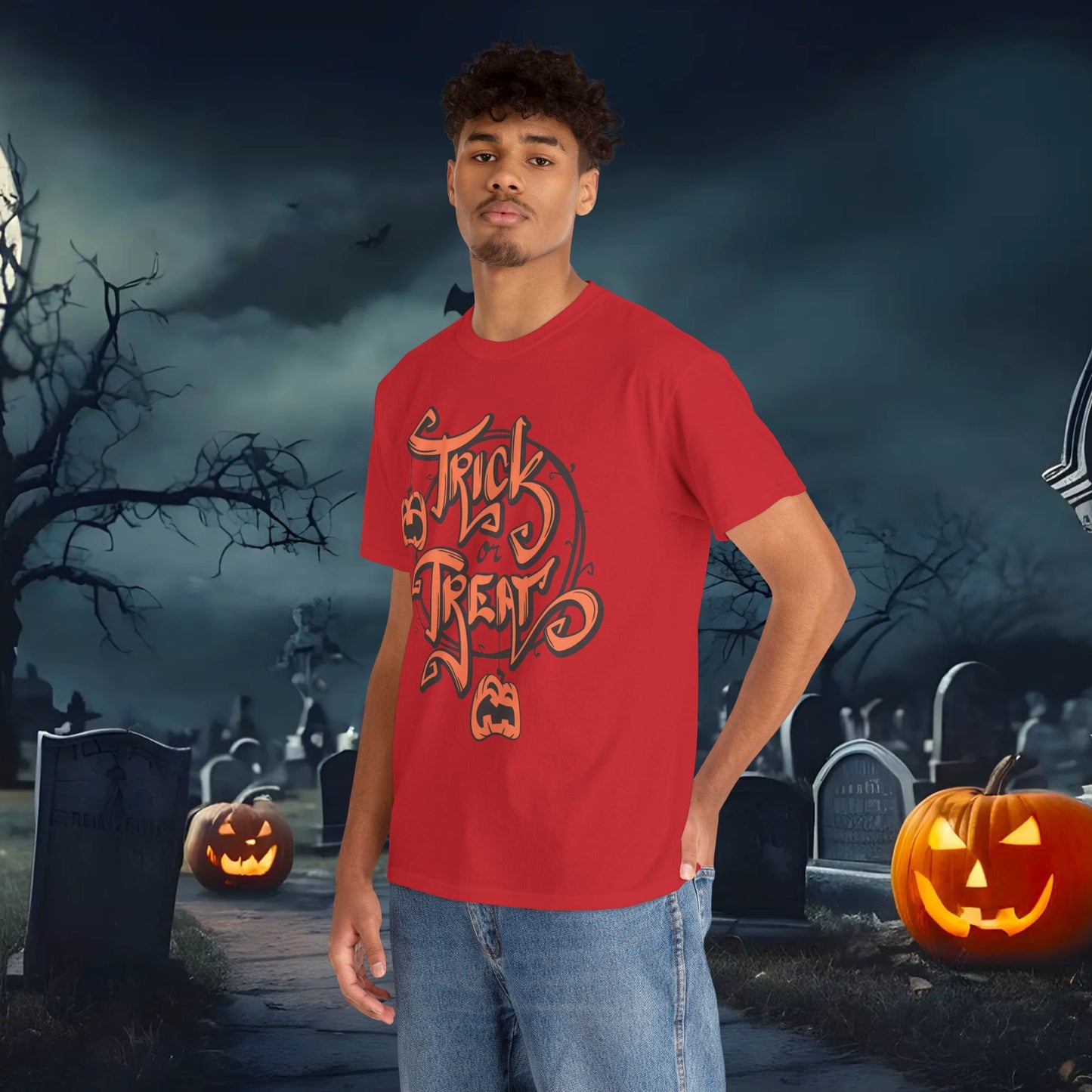 Halloween Trick or Treat Unisex Tee, Spooky Cotton Shirt, Fall Fashion, Halloween Costume Tee, Autumn Celebration Wear, Kids and Adults