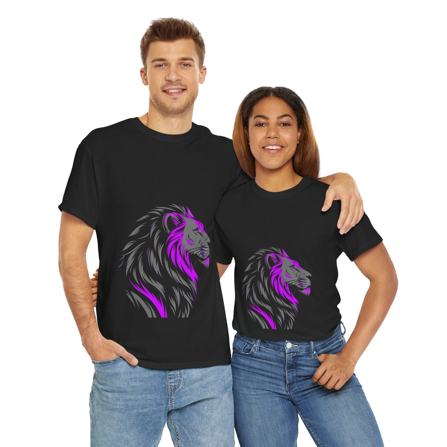 Stylish Lion Graphic Tee for Animal Lovers, Unisex Heavy Cotton T-Shirt, Casual Wear, Birthday Gift, Nature Lover's Top, Unique Design