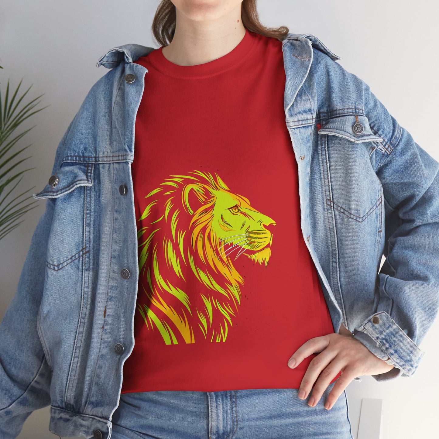 Stylish Lion Graphic Tee for Animal Lovers, Unisex Heavy Cotton T-Shirt, Casual Wear, Birthday Gift, Nature Lover's Top, Unique Design
