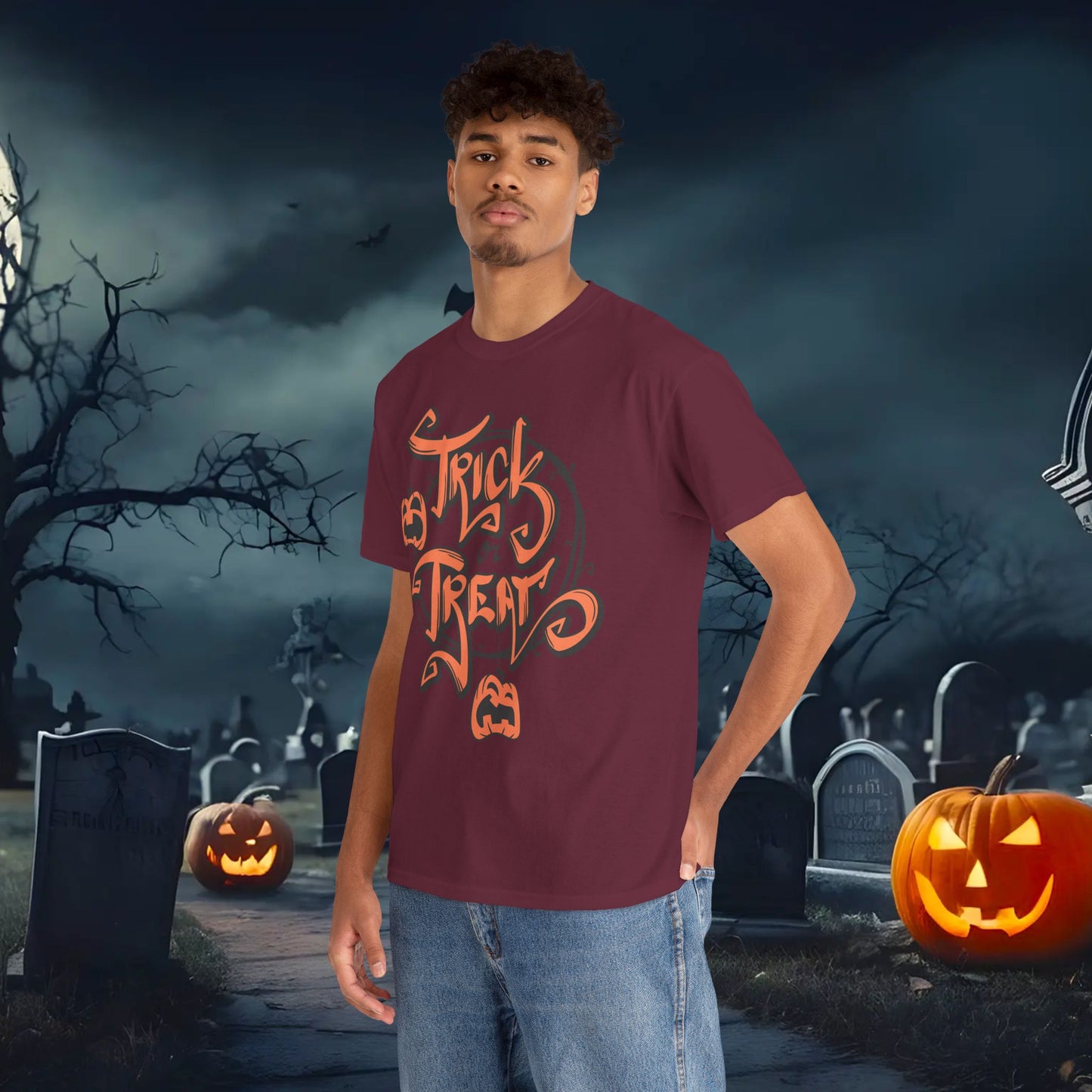 Halloween Trick or Treat Unisex Tee, Spooky Cotton Shirt, Fall Fashion, Halloween Costume Tee, Autumn Celebration Wear, Kids and Adults