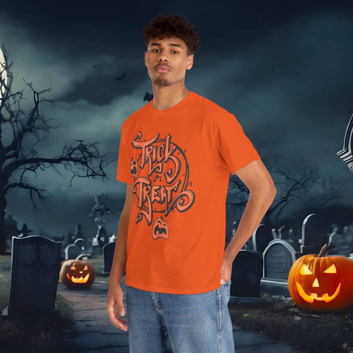 Halloween Trick or Treat Unisex Tee, Spooky Cotton Shirt, Fall Fashion, Halloween Costume Tee, Autumn Celebration Wear, Kids and Adults