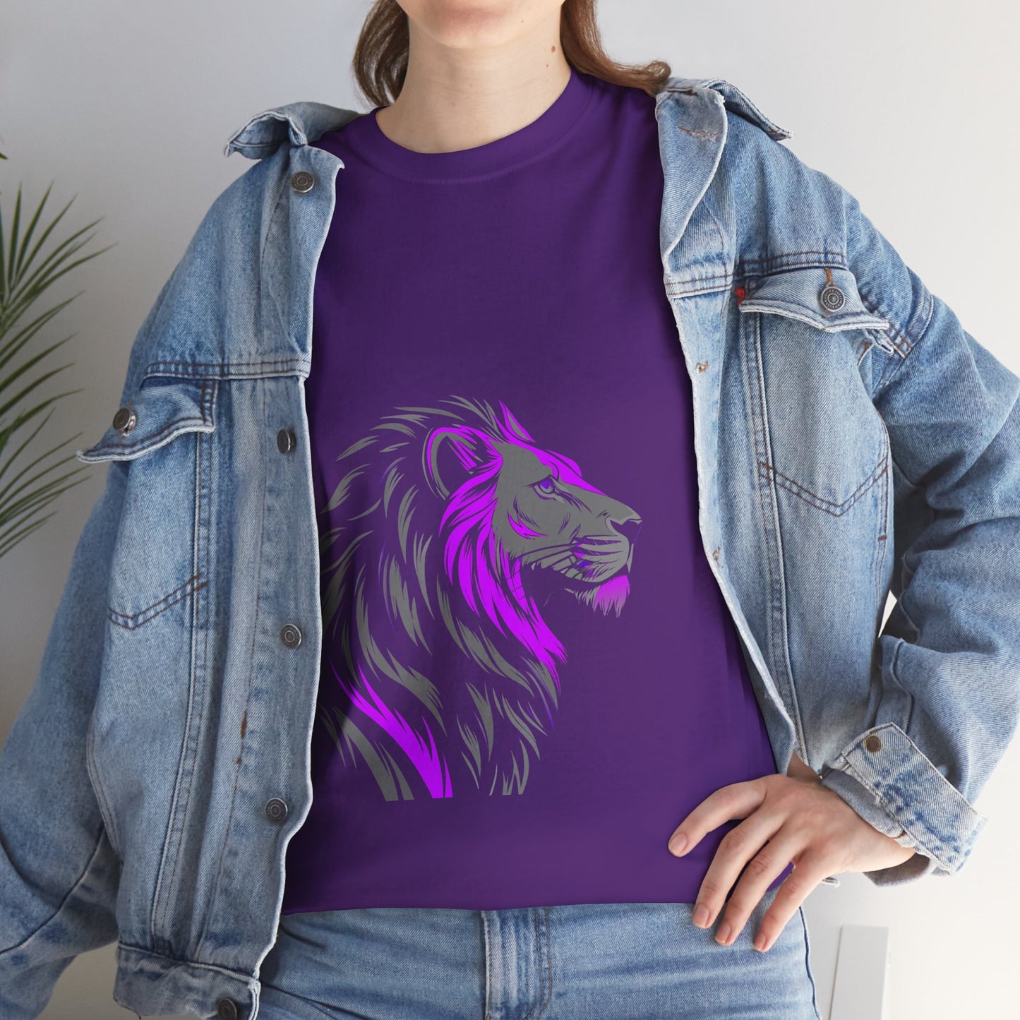 Stylish Lion Graphic Tee for Animal Lovers, Unisex Heavy Cotton T-Shirt, Casual Wear, Birthday Gift, Nature Lover's Top, Unique Design