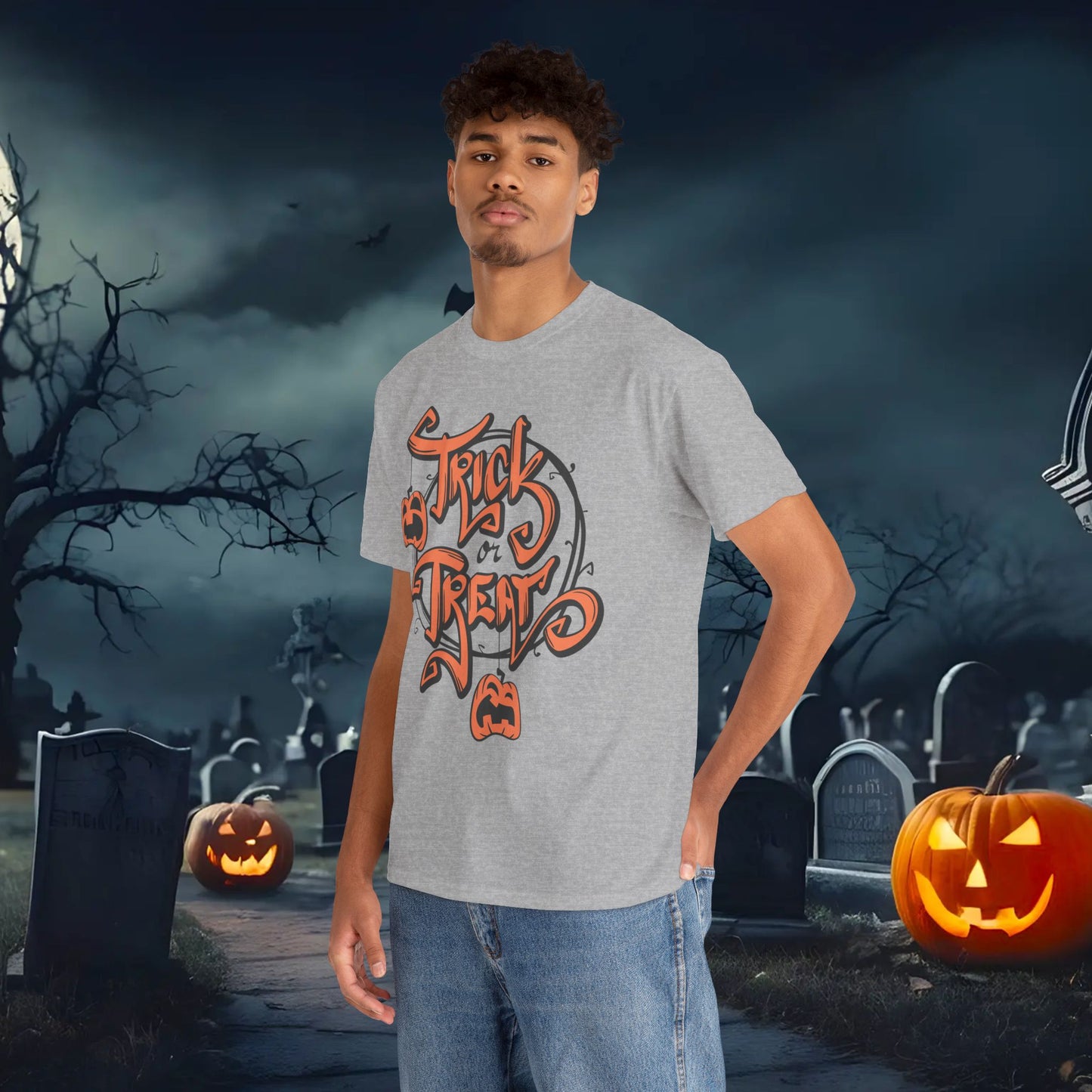 Halloween Trick or Treat Unisex Tee, Spooky Cotton Shirt, Fall Fashion, Halloween Costume Tee, Autumn Celebration Wear, Kids and Adults
