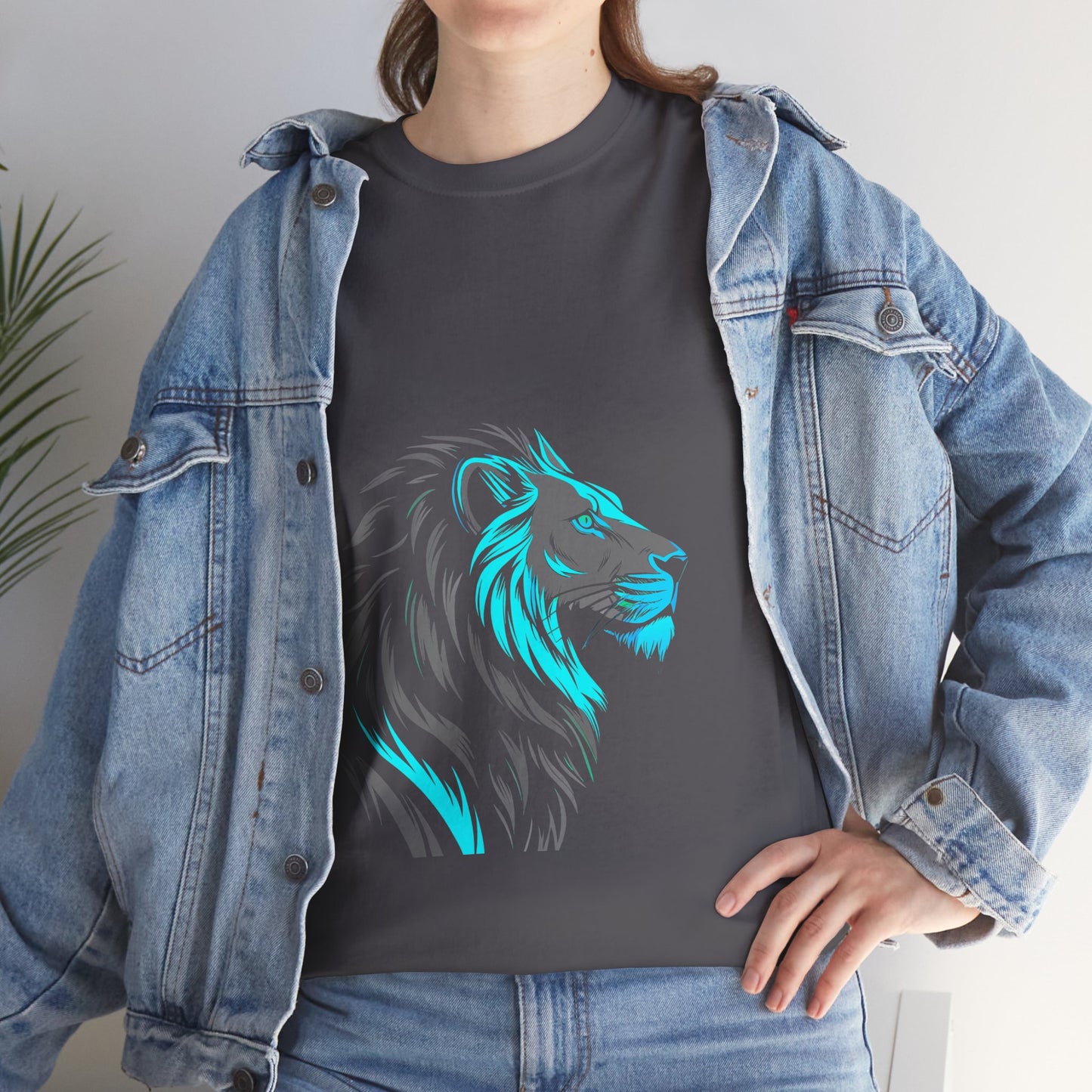 Stylish Lion Graphic Tee for Animal Lovers, Unisex Heavy Cotton T-Shirt, Casual Wear, Birthday Gift, Nature Lover's Top, Unique Design