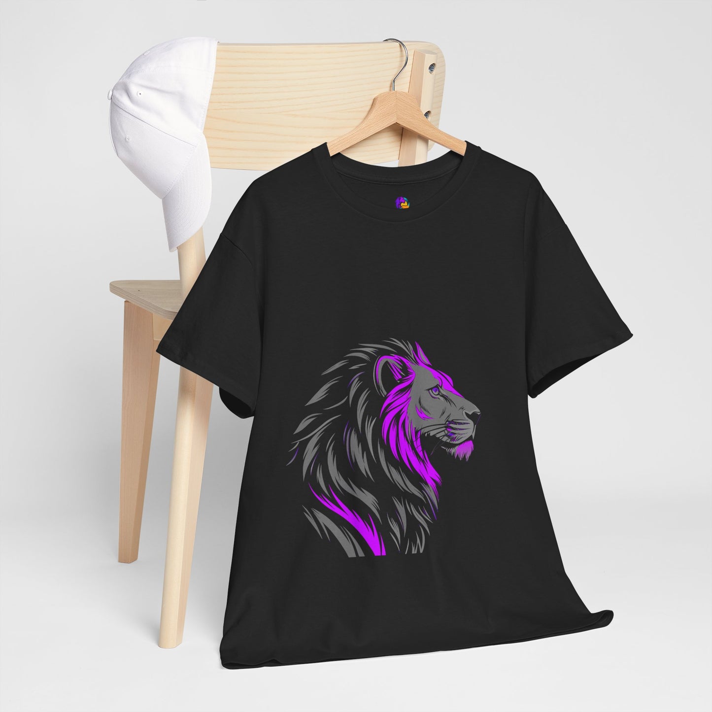 Stylish Lion Graphic Tee for Animal Lovers, Unisex Heavy Cotton T-Shirt, Casual Wear, Birthday Gift, Nature Lover's Top, Unique Design