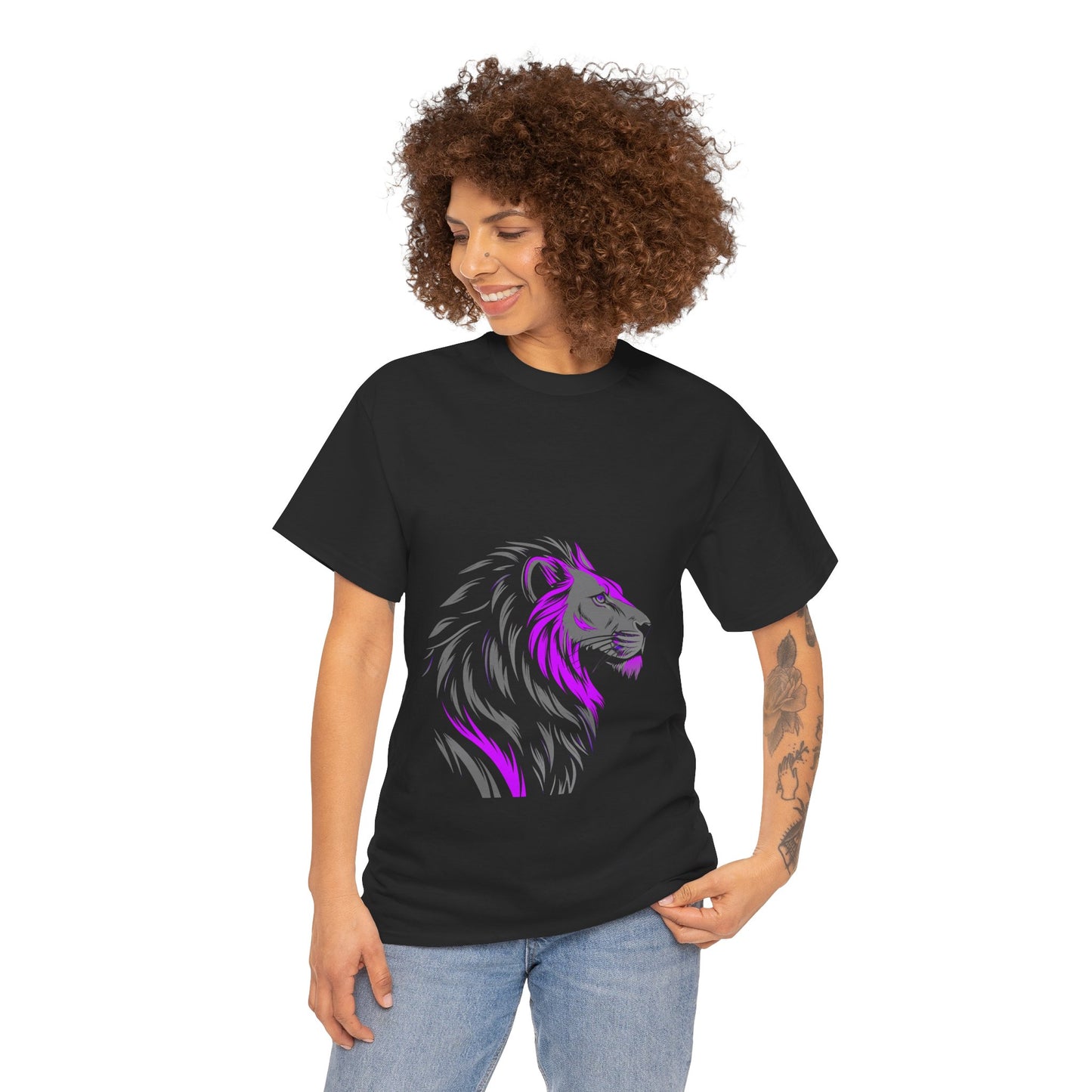 Stylish Lion Graphic Tee for Animal Lovers, Unisex Heavy Cotton T-Shirt, Casual Wear, Birthday Gift, Nature Lover's Top, Unique Design