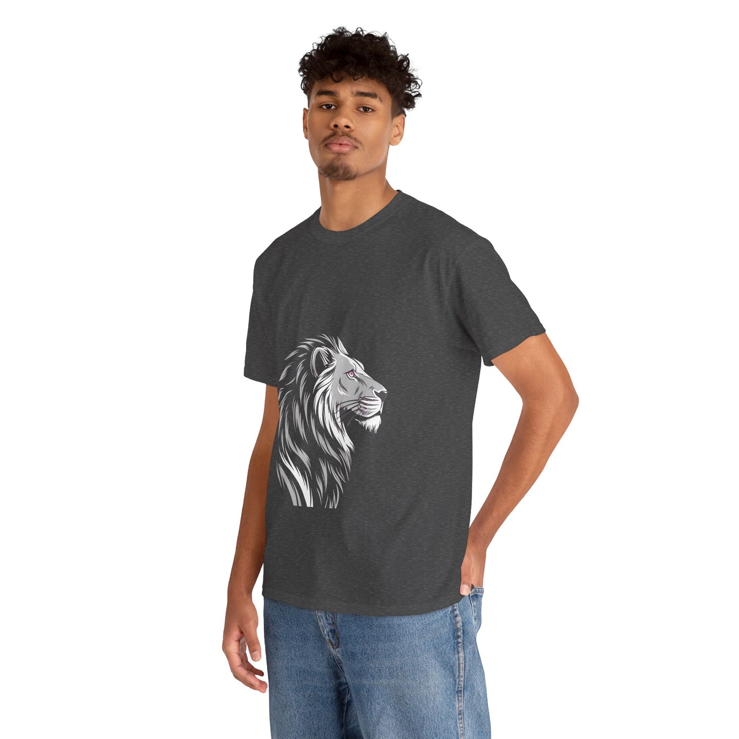 Stylish Lion Graphic Tee for Animal Lovers, Unisex Heavy Cotton T-Shirt, Casual Wear, Birthday Gift, Nature Lover's Top, Unique Design