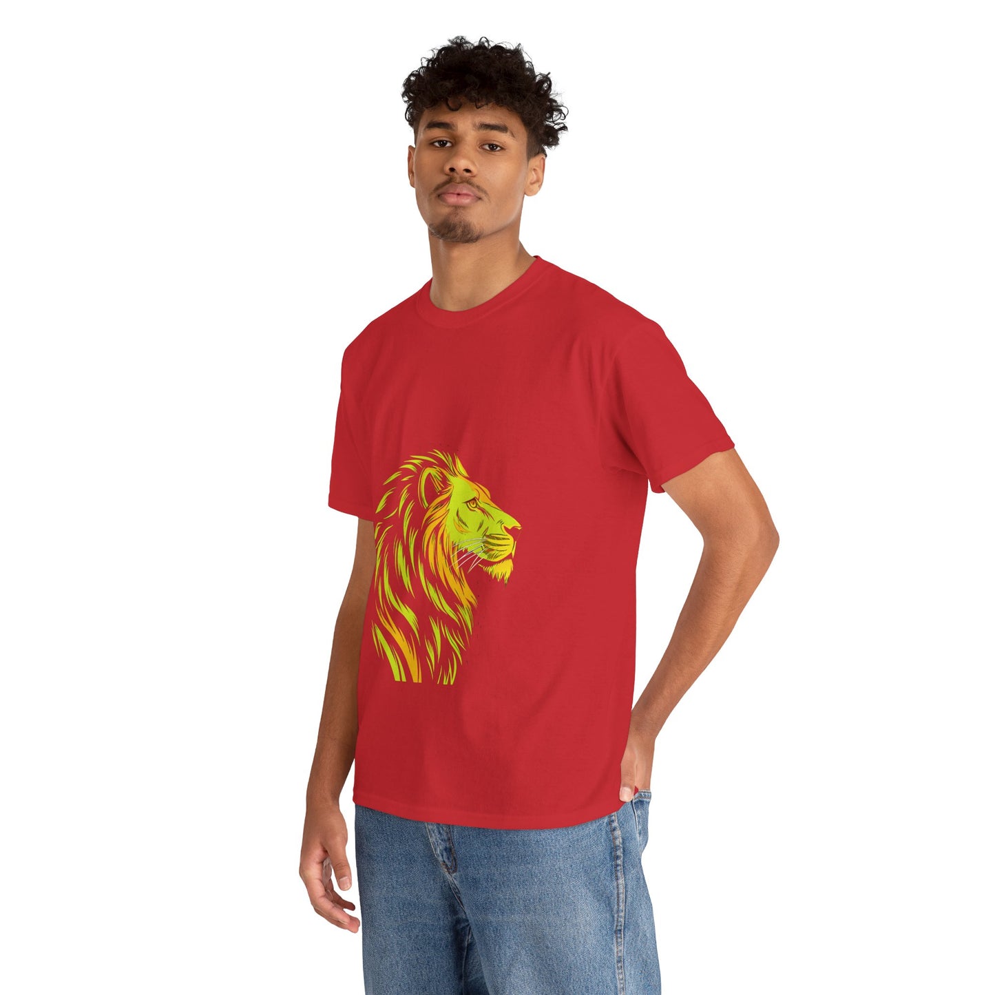 Stylish Lion Graphic Tee for Animal Lovers, Unisex Heavy Cotton T-Shirt, Casual Wear, Birthday Gift, Nature Lover's Top, Unique Design