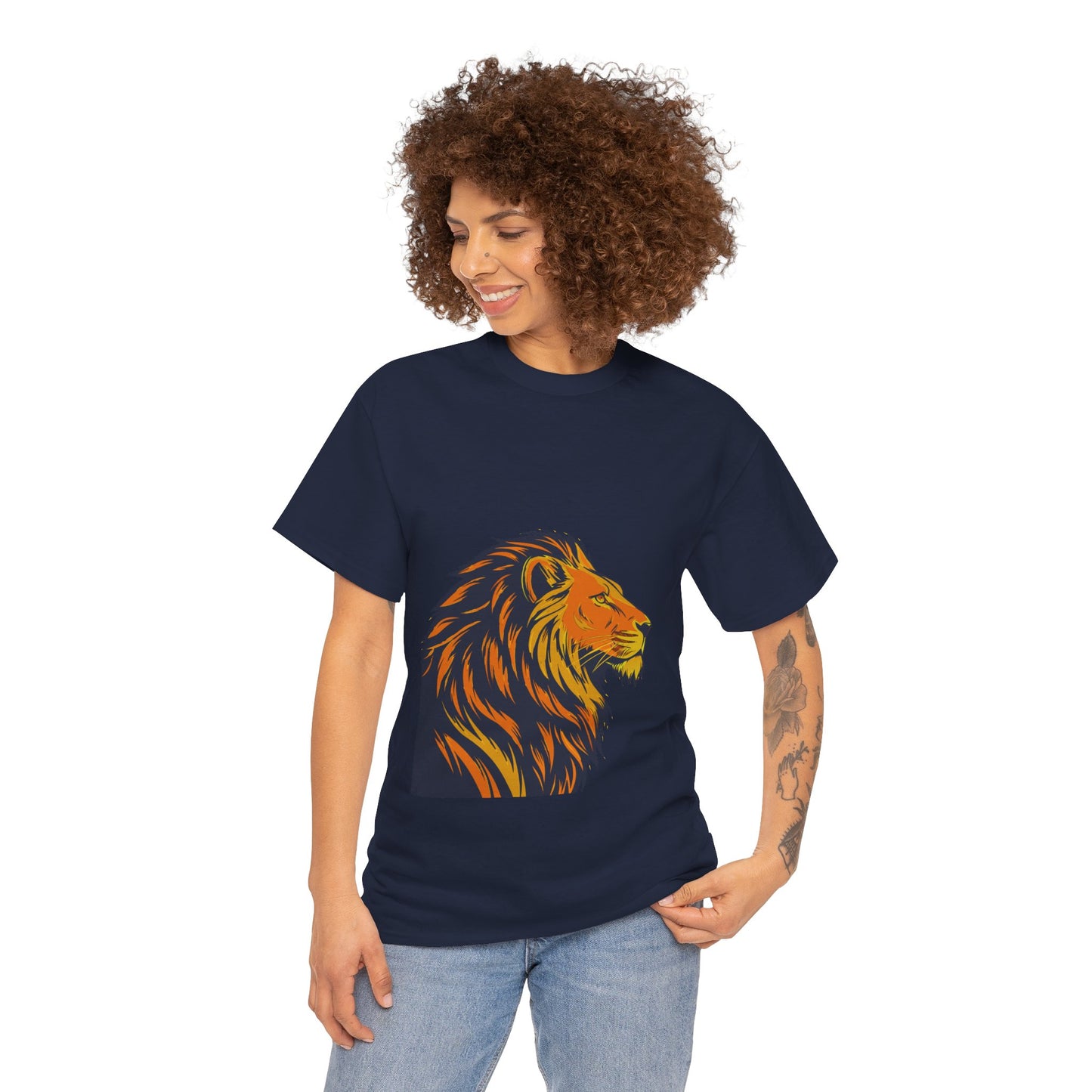 Stylish Lion Graphic Tee for Animal Lovers, Unisex Heavy Cotton T-Shirt, Casual Wear, Birthday Gift, Nature Lover's Top, Unique Design