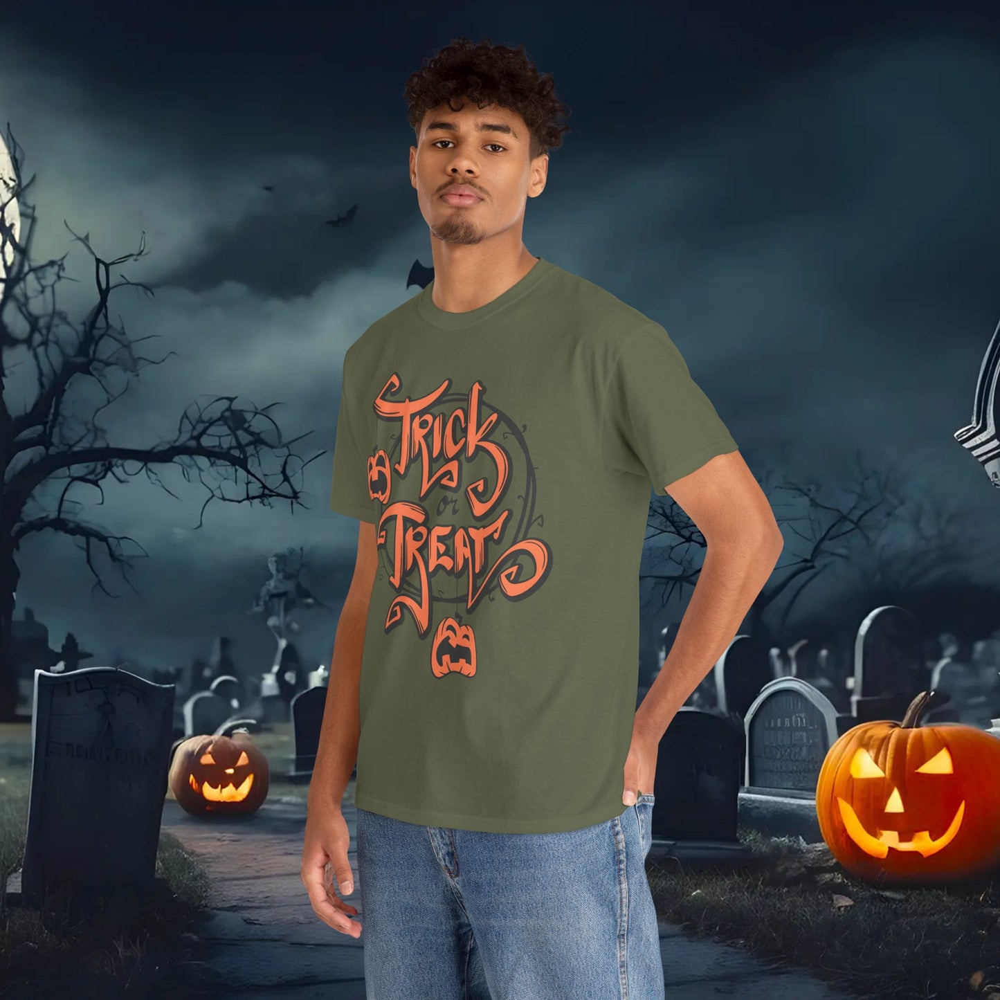 Halloween Trick or Treat Unisex Tee, Spooky Cotton Shirt, Fall Fashion, Halloween Costume Tee, Autumn Celebration Wear, Kids and Adults