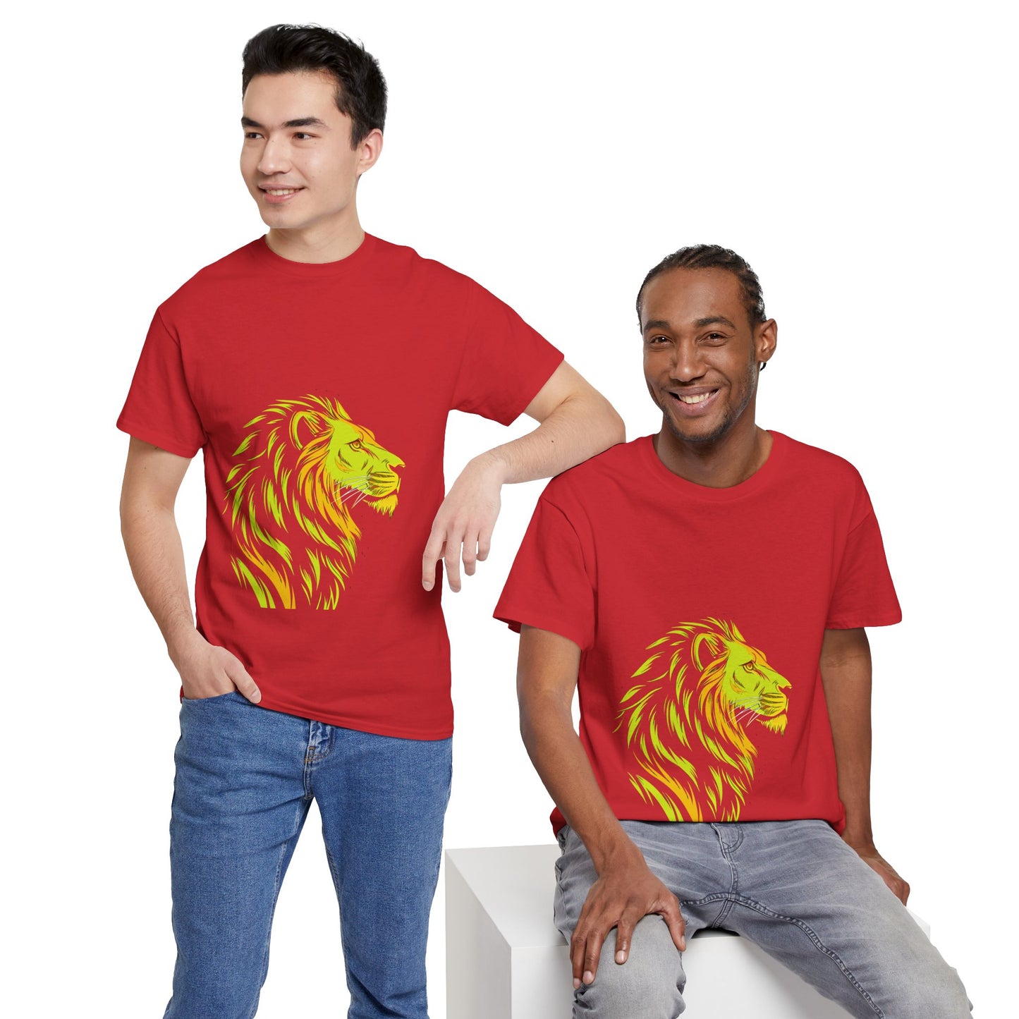 Stylish Lion Graphic Tee for Animal Lovers, Unisex Heavy Cotton T-Shirt, Casual Wear, Birthday Gift, Nature Lover's Top, Unique Design