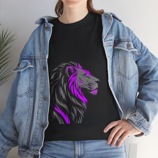 Stylish Lion Graphic Tee for Animal Lovers, Unisex Heavy Cotton T-Shirt, Casual Wear, Birthday Gift, Nature Lover's Top, Unique Design