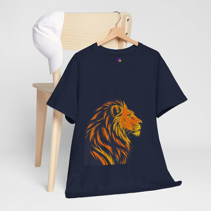 Stylish Lion Graphic Tee for Animal Lovers, Unisex Heavy Cotton T-Shirt, Casual Wear, Birthday Gift, Nature Lover's Top, Unique Design