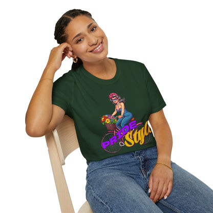 Pride Style Unisex T-Shirt, Fun Summer Tee, LGBTQ+ Gift, Bike Lover Shirt, Festival Wear, Colorful Pride Apparel