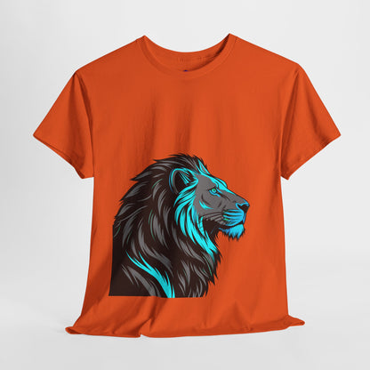 Stylish Lion Graphic Tee for Animal Lovers, Unisex Heavy Cotton T-Shirt, Casual Wear, Birthday Gift, Nature Lover's Top, Unique Design