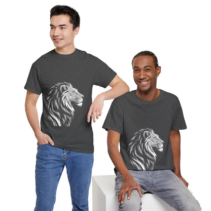 Stylish Lion Graphic Tee for Animal Lovers, Unisex Heavy Cotton T-Shirt, Casual Wear, Birthday Gift, Nature Lover's Top, Unique Design