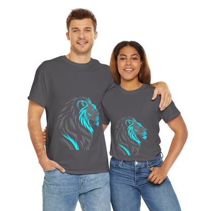 Stylish Lion Graphic Tee for Animal Lovers, Unisex Heavy Cotton T-Shirt, Casual Wear, Birthday Gift, Nature Lover's Top, Unique Design