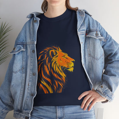 Stylish Lion Graphic Tee for Animal Lovers, Unisex Heavy Cotton T-Shirt, Casual Wear, Birthday Gift, Nature Lover's Top, Unique Design