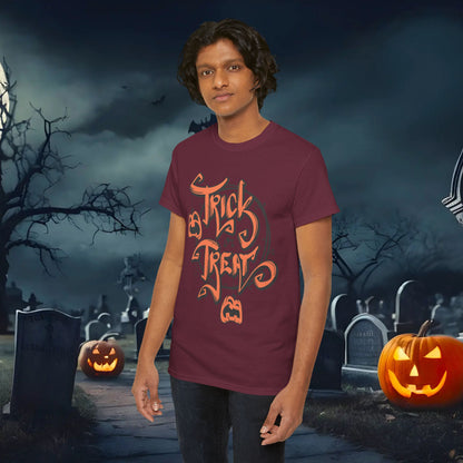 Halloween Trick or Treat Unisex Tee, Spooky Cotton Shirt, Fall Fashion, Halloween Costume Tee, Autumn Celebration Wear, Kids and Adults