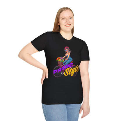Pride Style Unisex T-Shirt, Fun Summer Tee, LGBTQ+ Gift, Bike Lover Shirt, Festival Wear, Colorful Pride Apparel