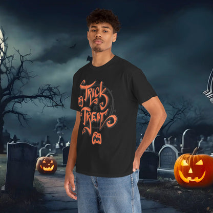 Halloween Trick or Treat Unisex Tee, Spooky Cotton Shirt, Fall Fashion, Halloween Costume Tee, Autumn Celebration Wear, Kids and Adults