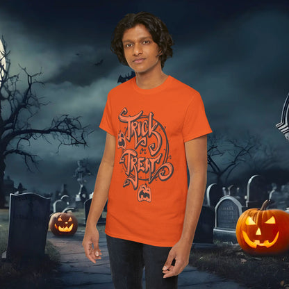Halloween Trick or Treat Unisex Tee, Spooky Cotton Shirt, Fall Fashion, Halloween Costume Tee, Autumn Celebration Wear, Kids and Adults
