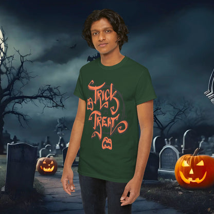 Halloween Trick or Treat Unisex Tee, Spooky Cotton Shirt, Fall Fashion, Halloween Costume Tee, Autumn Celebration Wear, Kids and Adults
