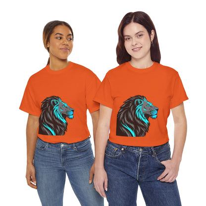 Stylish Lion Graphic Tee for Animal Lovers, Unisex Heavy Cotton T-Shirt, Casual Wear, Birthday Gift, Nature Lover's Top, Unique Design