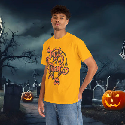 Halloween Trick or Treat Unisex Tee, Spooky Cotton Shirt, Fall Fashion, Halloween Costume Tee, Autumn Celebration Wear, Kids and Adults