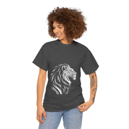 Stylish Lion Graphic Tee for Animal Lovers, Unisex Heavy Cotton T-Shirt, Casual Wear, Birthday Gift, Nature Lover's Top, Unique Design