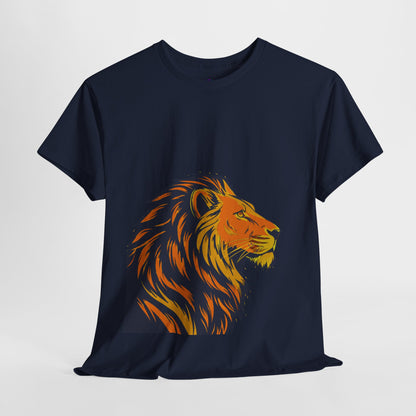 Stylish Lion Graphic Tee for Animal Lovers, Unisex Heavy Cotton T-Shirt, Casual Wear, Birthday Gift, Nature Lover's Top, Unique Design