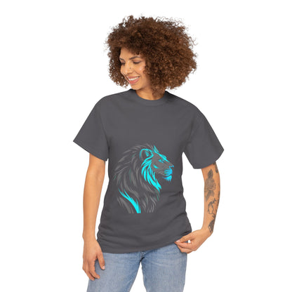Stylish Lion Graphic Tee for Animal Lovers, Unisex Heavy Cotton T-Shirt, Casual Wear, Birthday Gift, Nature Lover's Top, Unique Design