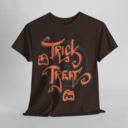 Halloween Trick or Treat Unisex Tee, Spooky Cotton Shirt, Fall Fashion, Halloween Costume Tee, Autumn Celebration Wear, Kids and Adults