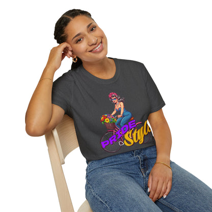 Pride Style Unisex T-Shirt, Fun Summer Tee, LGBTQ+ Gift, Bike Lover Shirt, Festival Wear, Colorful Pride Apparel