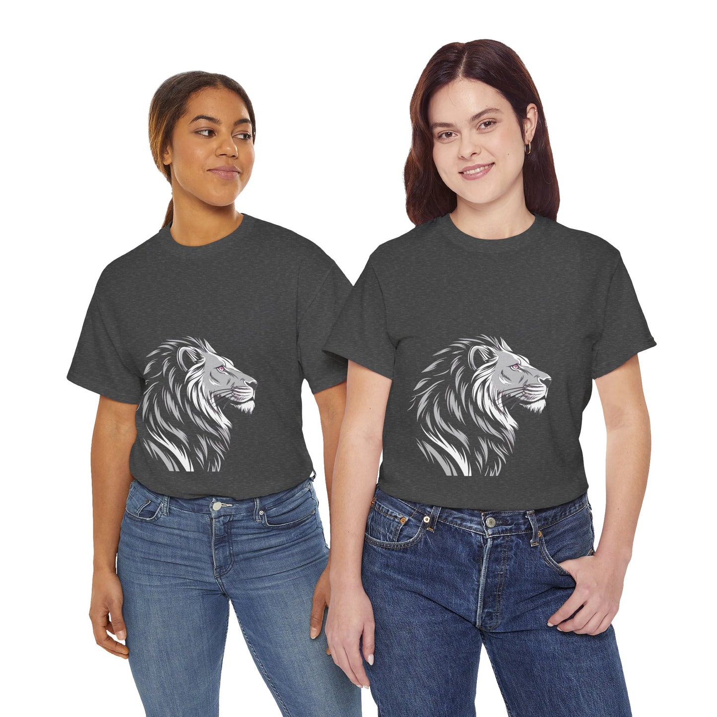 Stylish Lion Graphic Tee for Animal Lovers, Unisex Heavy Cotton T-Shirt, Casual Wear, Birthday Gift, Nature Lover's Top, Unique Design